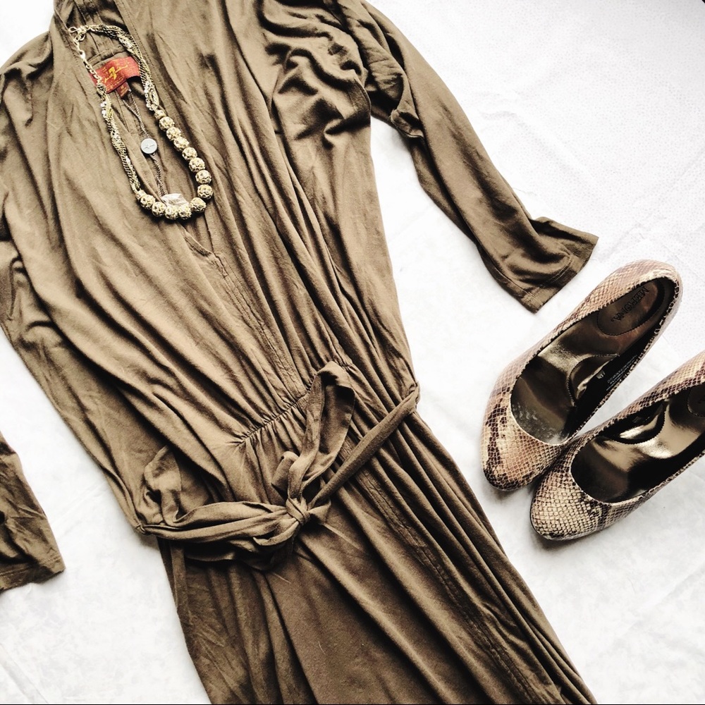 Seven for all Mankind Olive Green Tie Waist Dress